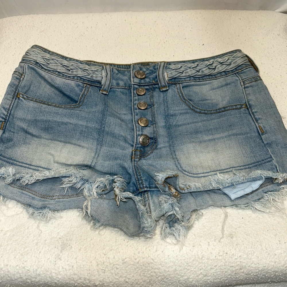 American Eagle‎ Outfitters Blue Distressed Jean Shorts